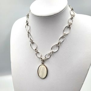 Avon Silver Chain with Iridescent White Pendant